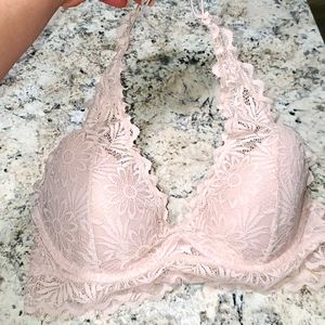 Pink lace bra